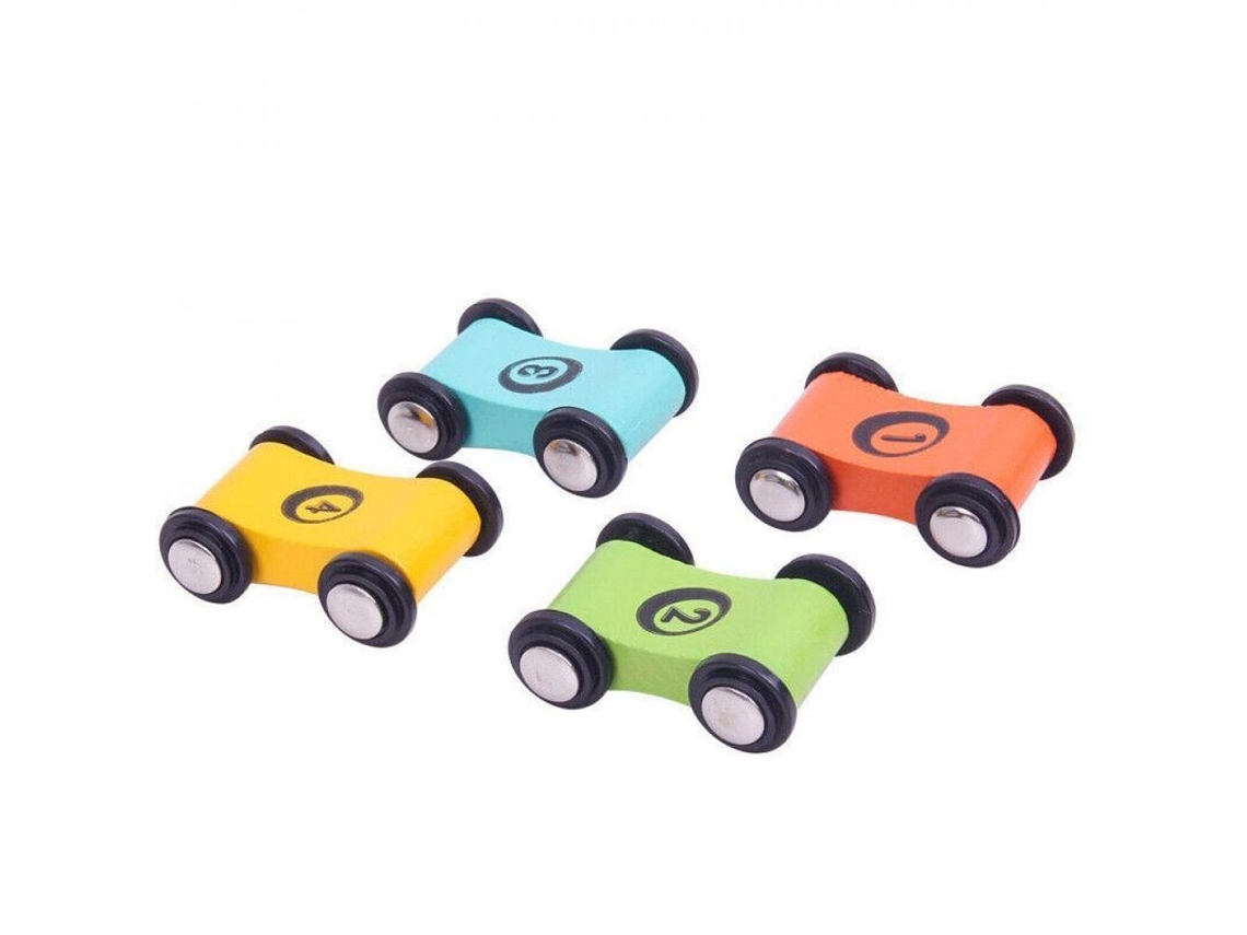 4 Coches De Madera Para Juguetes De Rampas Niños Niñas Bebés Set De Carreras Dfm