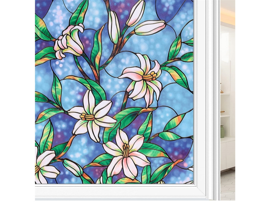 Lámina para ventanas con privacidad, adsorción electrostática, protección UV y aislamiento térmico, 45x200cm HEXINYIGJLY