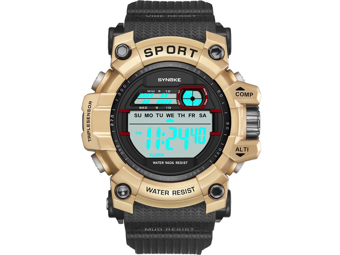 Reloj Digital Deportivo Al Aire Libre Impermeable Synoke 9009 Dorado Para Hombres