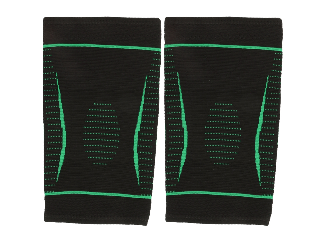 2pcs Rodillera Unisex De Tejido Nylon Transpirable Calentamiento Total Para Running Y Deportes Verdes Talla S