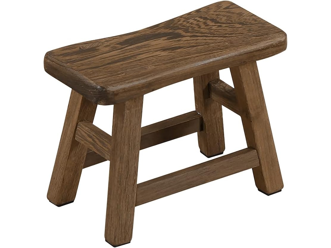 Pequeño banco rústico de madera para pesca y sala de estar 27 x 13 x 21 cm