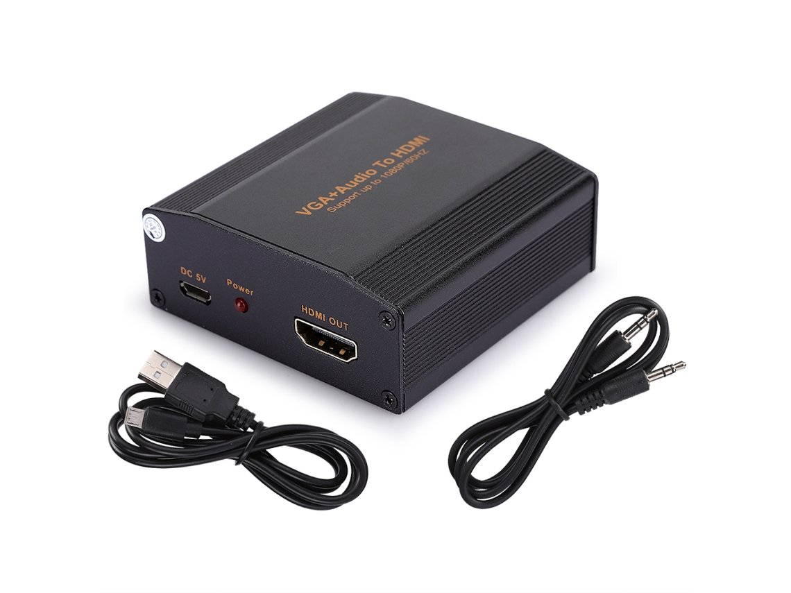 Conversor Adaptador Vga + Áudio Para Hdmi 1080p 60hz Portátil Plug And Use Liga De Alumínio