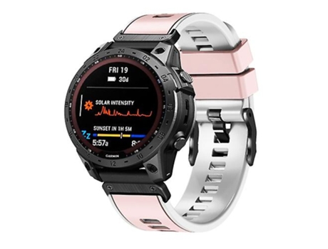 Correa para Garmin Fenix 7 22 mm Tela Lisa Correa de Reloj de Silicona de liberación rápida de Dos Colores Rosa Blanco VENISYMLIS