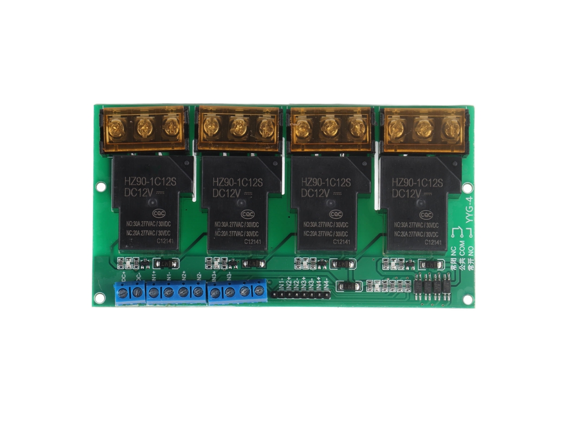 Módulo de relé de cuatro vías YYG 4 DC12V con aislamiento por optoacoplador, panel de control, 30A | Sin marca