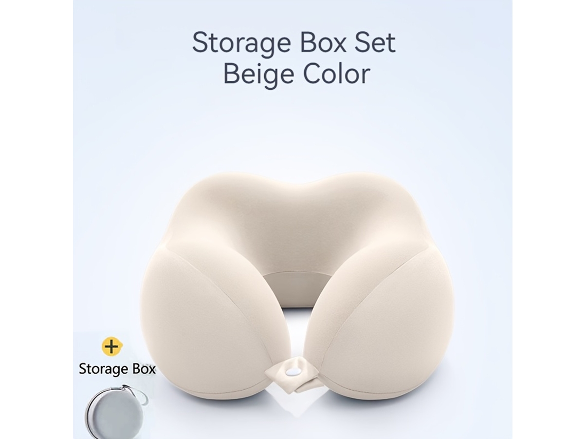 Almohada Cervical De Espuma Viscoelástica En Forma De U Cojín De Soporte Cervical De 360° Con Caja De Almacenamiento (beige) Cuich