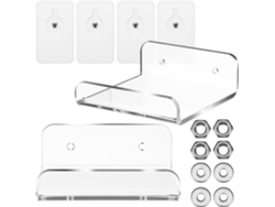 Estante De Pared Flotante Transparente En Forma De U De 2 Piezas, Almacenamiento Compacto Sin