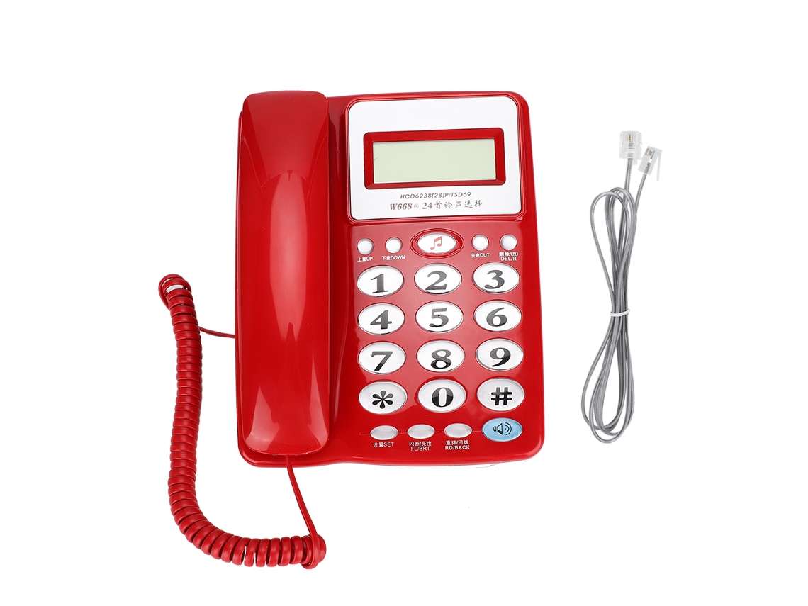 Teléfono fijo de escritorio (pantalla retroiluminada, uso comercial)