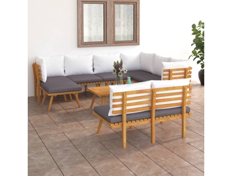 Conjunto 9 Muebles de jardín VIDAXL con cojines madera maciza de acacia