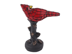 Lámpara de mesa de cristal con forma de pájaro rojo y cristal grabado