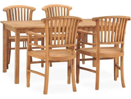 Conjunto 5 de comedor de jardín VIDAXL madera maciza de teca