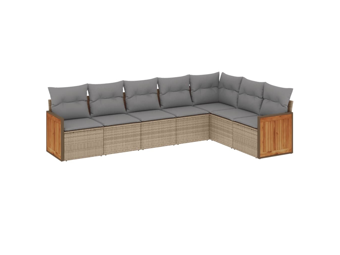 Conjunto 7 sofás de jardín VIDAXL y cojines ratán sintético beige