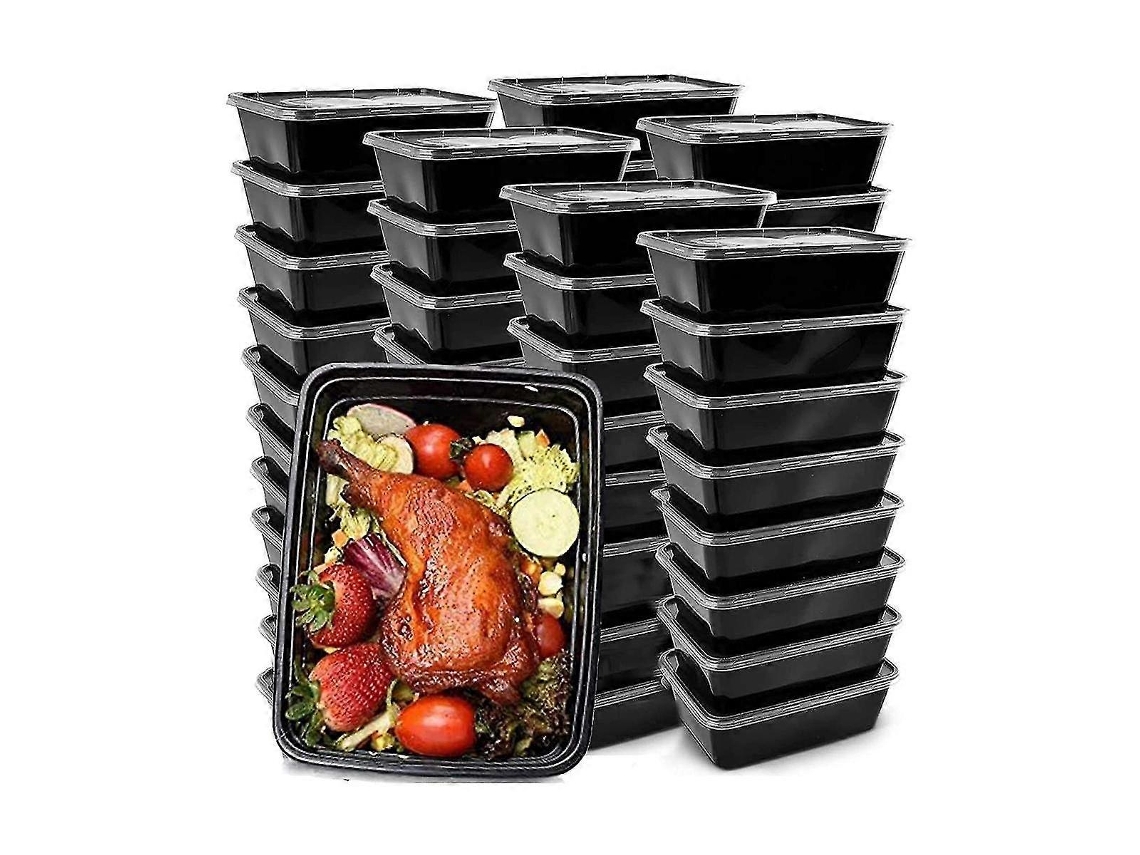 50 Contenedores Para Preparar Comidas Reutilizables Bento Con Tapa Hermética Almacenamiento De Alimentos Plástico Como Se Muestra