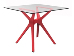 Mesa Cuadrada Interior 90x90 Rojo - Cristal Vela S Resol