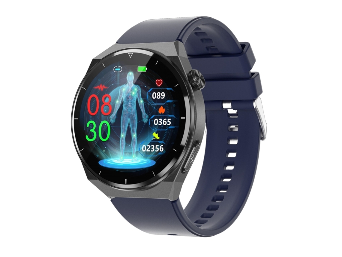 Reloj inteligente con correa de silicona de 1,39 pulgadas, compatible con ECG y control remoto en casa (azul)