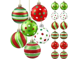 18 adornos de bolas navideñas – Decoraciones navideñas con remolinos de caramelo rojos y verdes