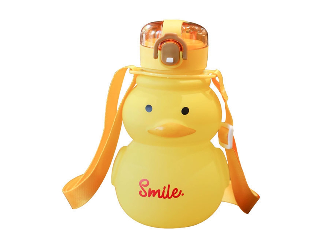 Botella de agua para niña con pajita, 650 ml, vaso de plástico portátil de gran capacidad Mdug (amarillo)