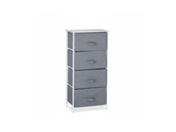Relaxdays Cajonera Multiusos Con 4 Cajones, Metal-tela, Gris, 95 X 45 X 30 Cm