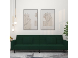 Sofá Cama De 2 Plazas Con Dos Almohadas Terciopelo Verde Oscuro