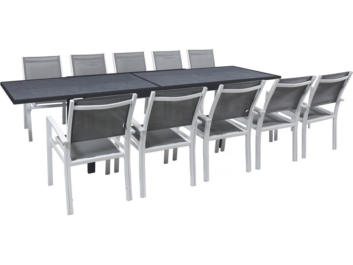 Conjunto De Jardín Extensible <<lagos>> - 200/320 X 105 X 76 Cm - 10 Sillas - Gris Oscuro