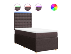 Maison Exclusive - Cama Box Spring Con Colchón Tela Marrón Oscuro 80x200 Cm