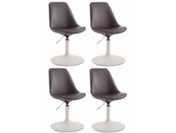 Juego de 4 sillas de comedor Maverick de piel sintética CLP marrón/blanco
