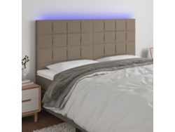 Cabecero Con Luces Led Tela Gris Taupe 180x5x118/128 Cm