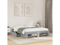 Estructura De Cama Sin Colchón Gris Sonoma 160x200 Cm
