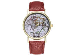 Elegante Reloj De Pulsera Analógico De Cuarzo Unisex Con Esfera Redonda Marrón