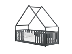 Cama Infantil FURNLUX Bee (Grafito, Madera Maciza - 98X208X184 Cm / 90X200 Cm)