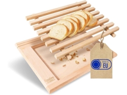 Tabla de cortar/tabla de prueba 35,5 x 28,5 x 2 cm, bandeja recogemigas, madera de haya natural, Crehom Creative Home