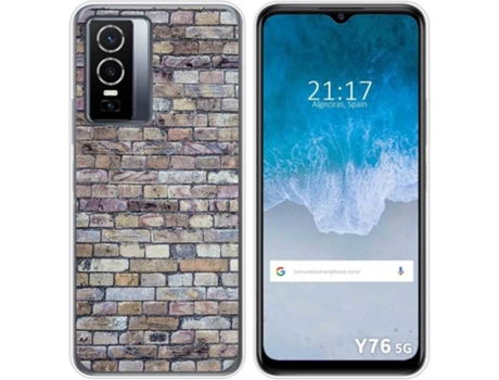 Carcasa para Vivo Y76 5G TUMUNDOSMARTPHONE Dibujos Ladrillo 02 Multicolor