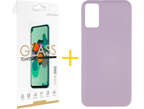Funda y Protector de Vidrio 1x Samsung Galaxy A41 SKYHE Silicona Líquida Lila