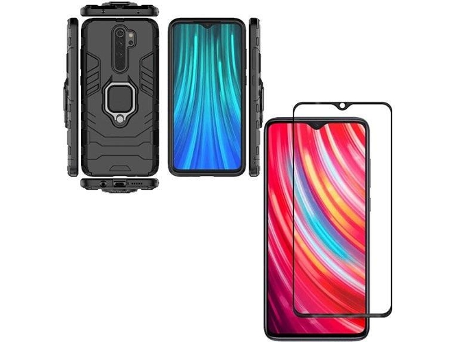 Kit Carcasa y Soporte Xiaomi Redmi Note 8 Military Defender Negro