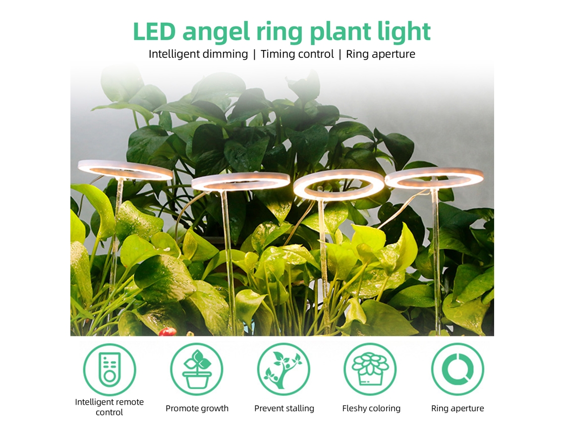 Luces de cultivo para plantas de interior, 3 cabezales, 4,8 W, 50,48 lm, 3030 LED, alimentación por USB, temporizador de 8/12/16 h, brillo regulable de 5 niveles.