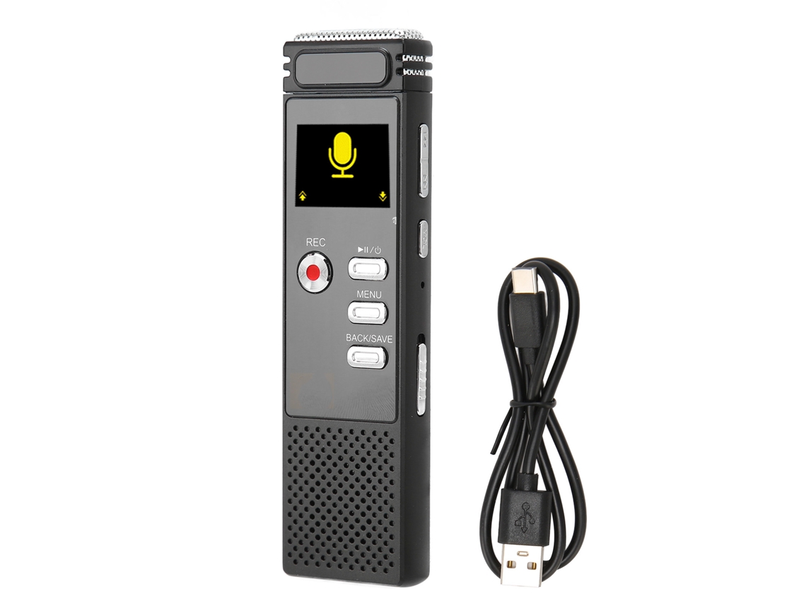 Grabadora De Voz Digital Con Activación Por Voz, Reducción De Ruido, Sonido Estéreo Hifi, Batería De 300 Mah, Usb Y 16 Gb De Almacenamiento Para Clases Y Entrevistas.
