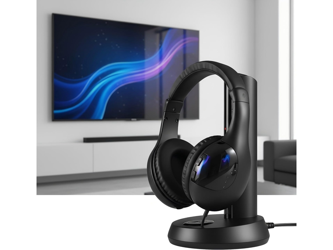 Auriculares, Televisor Con Cable, Viendo El Decodificador Five One Design.
