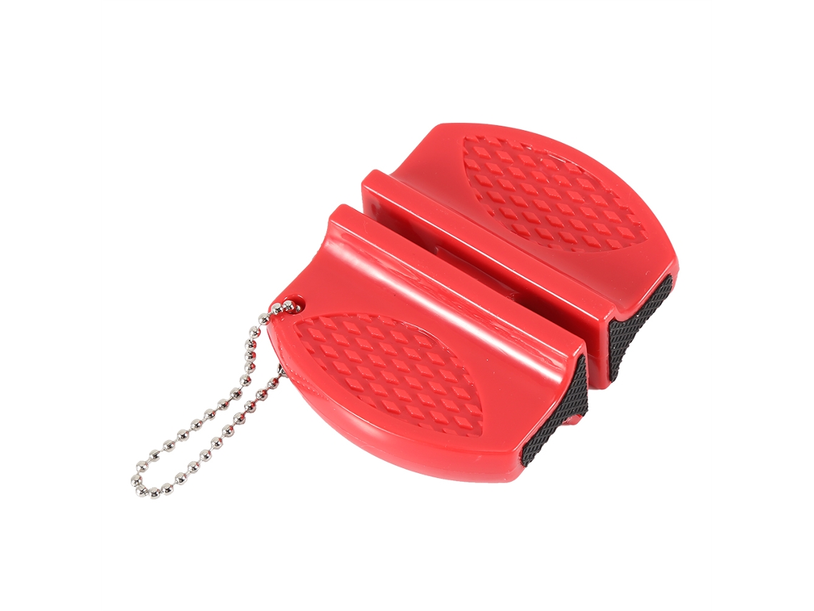 Mini Afilador De Cuchillos Portátil Multifuncional Con Piedra De Afilar, Acero De Tungsteno, Cerámica, Rojo.