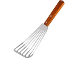 Paleta De Acero Inoxidable Con Mango De Madera Para Pescado, Volcador Grande Perforado Para Cocina