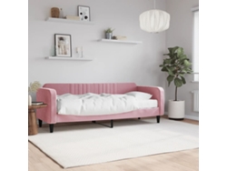 Sofá cama con colchón de 80x200 cm en terciopelo rosa