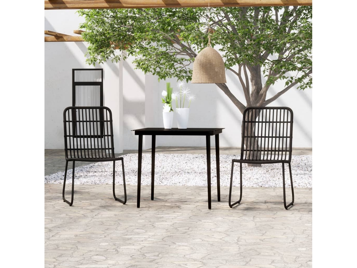 3 Piezas Conjunto de Comedor para Jardín en Color Negro