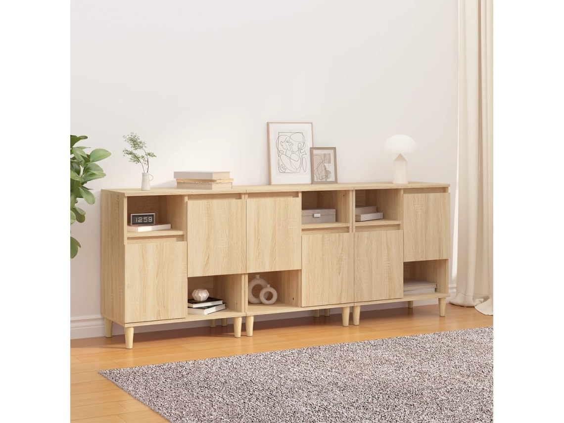 Lovely Home Aparador 3 Pzs 60X35X70 Cm Derivados Madera Roble Sonoma