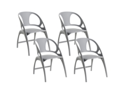 Cadeiras Dobráveis Para Interior E Exterior Beliani Nemi De Polipropileno Cinzento 59x53x80