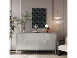 Mueble de almacenaje 152 cm 4 Puertas con Patas de Pino y MDF Champagne Mobrio
