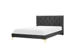 Cama con somier BELIANI Limoux de Terciopelo Negro 147x213x96