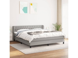 Cama box spring con colchón tela gris claro 180x200 cm