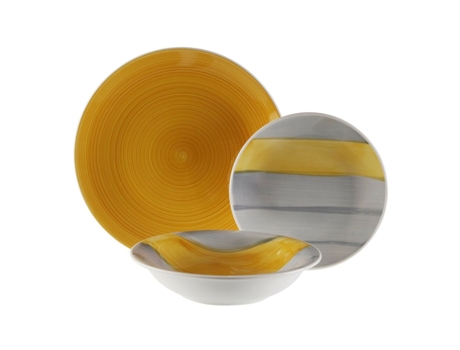 Set de Vajilla VERSA Leanne (Amarillo - Gres - 18 Piezas)