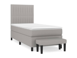 Maison Exclusive - Cama Box Spring Con Colchón Tela Gris Claro 90x200 Cm