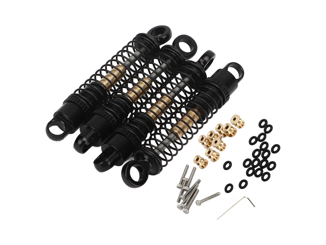 Conjunto De 4 Amortecedores Rc De Alumínio Rosqueado 43mm Para Axial Scx24 1/24 Crawler Preto