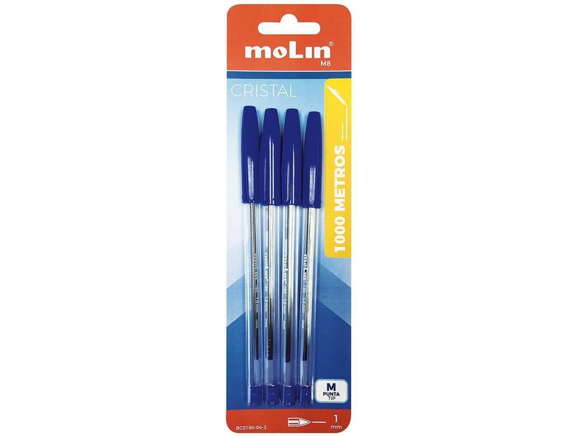 Bolígrafo MOLIN Cristal Punta Media 1 mm (Tinta Azul)