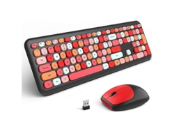 Teclado y ratón Bluetooth rojos, diseño retro, teclados y alfombrillas portátiles inalámbricos Ly Ebike